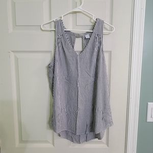 Old Navy | Sleeveless V-neck Keyhole Striped Top